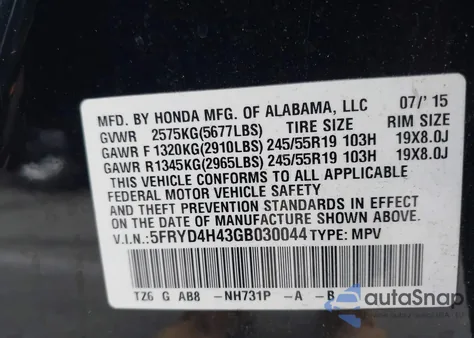 2016 Acura Mdx Technology Acurawatch Plus Packages/Technology Package z USA, uszkodzony, nr VIN 5FRYD4H43GB030044